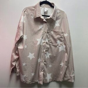 Women's Pink Star Button Down Shirt